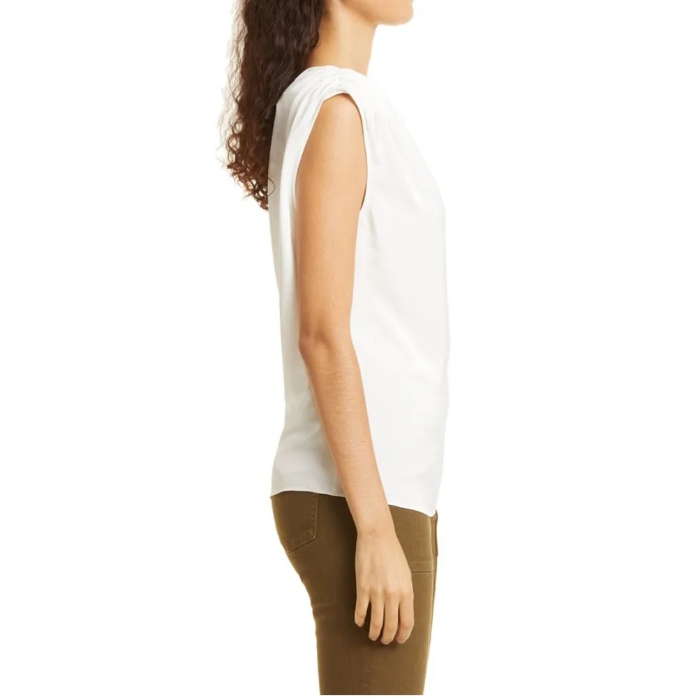 Ramy Brook Lilianna One Shoulder Silky Polyester Blouse Cream Off White XL NWT